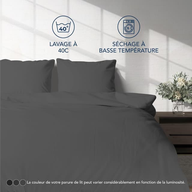 Thumbnail 5 de Dreamzie Parure de lit 140x190 4 pièces en microfibre (housse de couette 240x220 + drap housse) Oeko-Tex