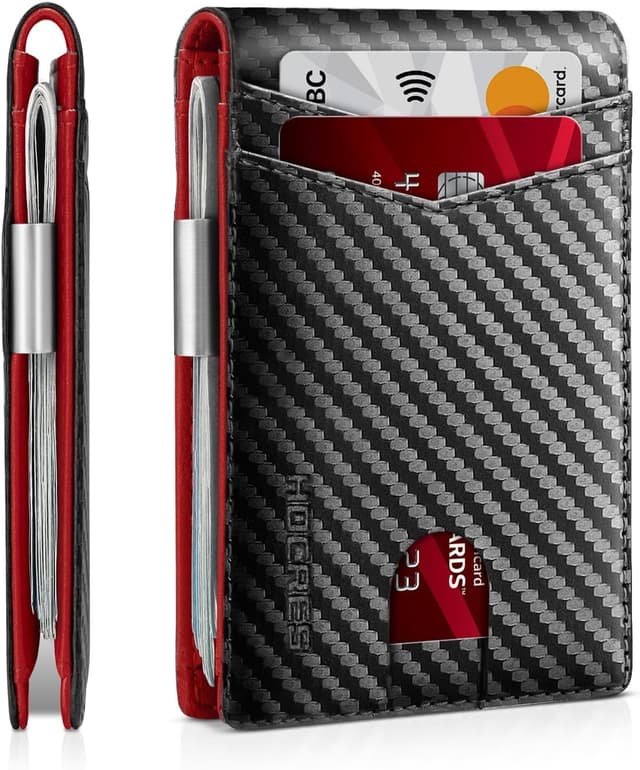 Detalle de HOCRES Slim RFID Blocking Mens Wallet with Money Clip & 12 Card Slots