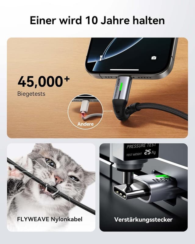 Detalle 2 de INIU 240W USB‑C Kabel 2 m Schnellladekabel