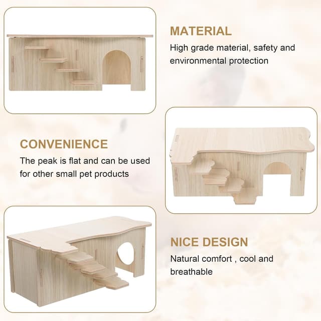 Thumbnail 4 de Tolenre Hamster Holzhaus Dreikammerig