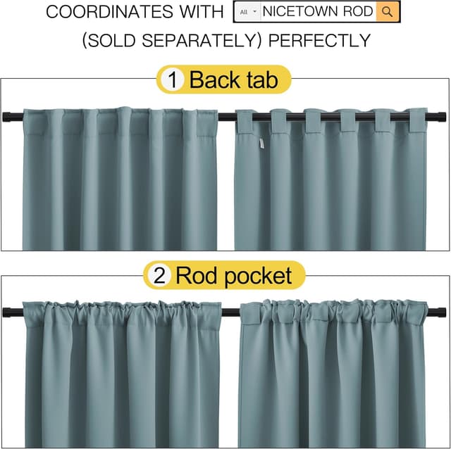 Thumbnail 2 de NICETOWN Living Room Darkening Curtains 42x70 🪟