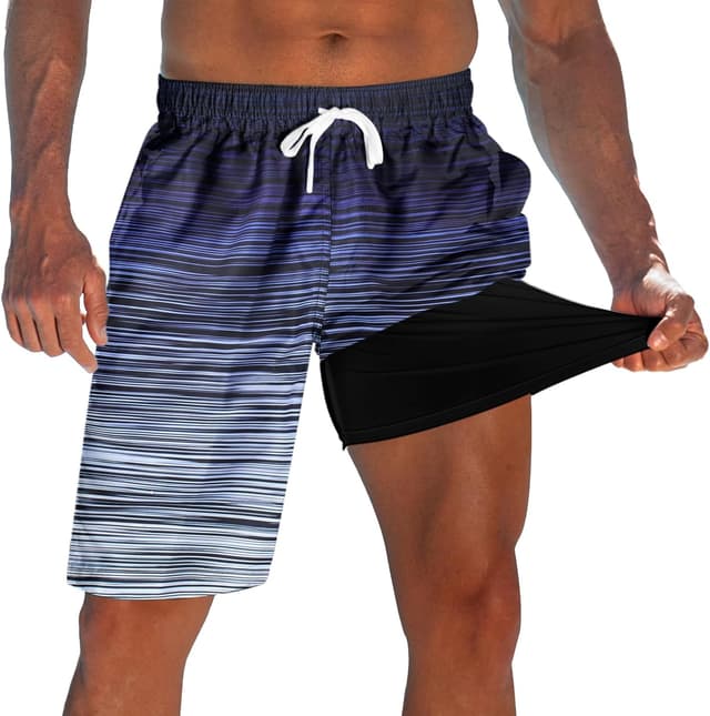 Detalle de westwolf Men's Swim Trunks with Compression Liner 9" Quick Dry Board Shorts