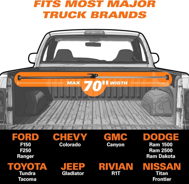 Detalle de Keeper Ratcheting Cargo Bar (Black/Silver) – Adjustable 40"–70