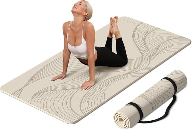 Detalle de PAIDU Large Yoga Mat (72 x 36 x 0.4) Extra Wide, Extra Thick Non-Slip POE Exercise Mat