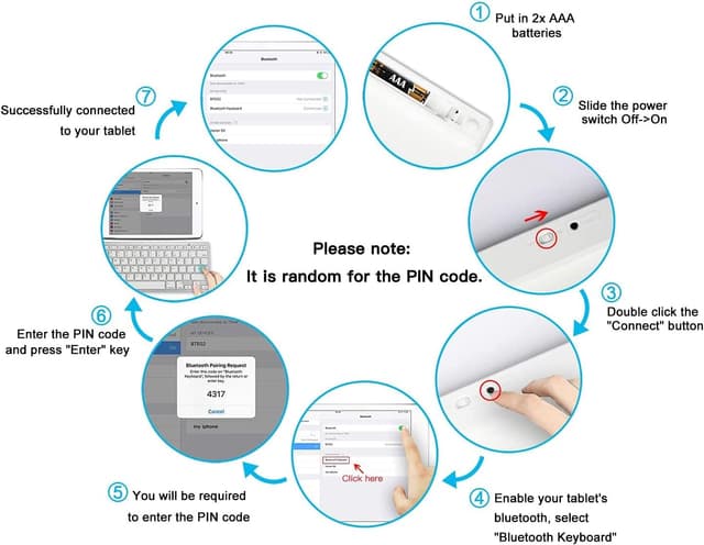 Thumbnail 6 de OMOTON Bluetooth Wireless Keyboard UK QWERTY