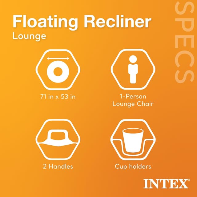Detalle 2 de Intex Floating Recliner Inflatable Lounge 71in