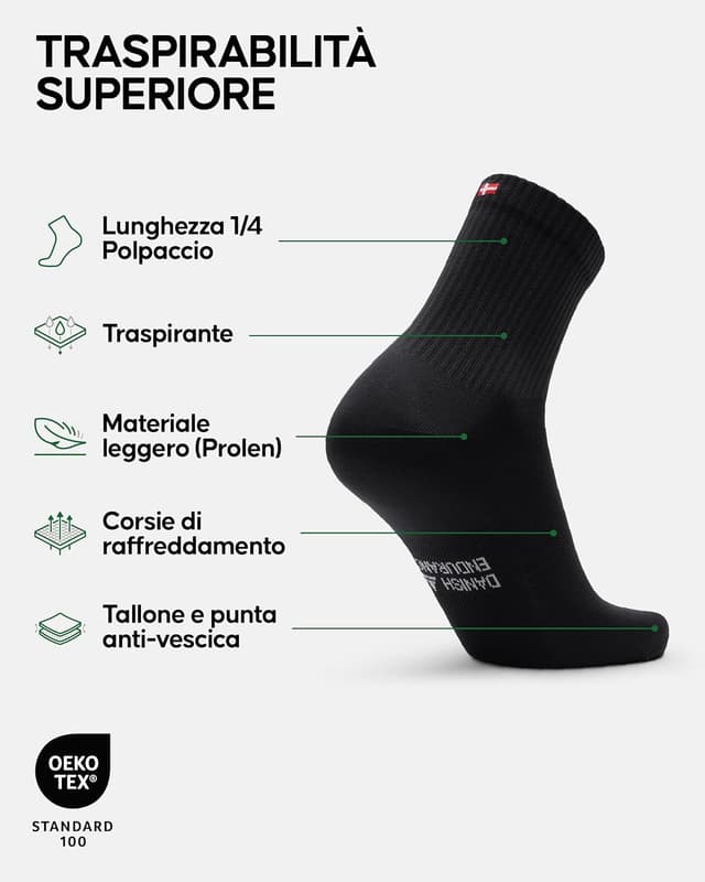 Detalle 2 de Danish Endurance calzini sportivi Quarter 3 paia