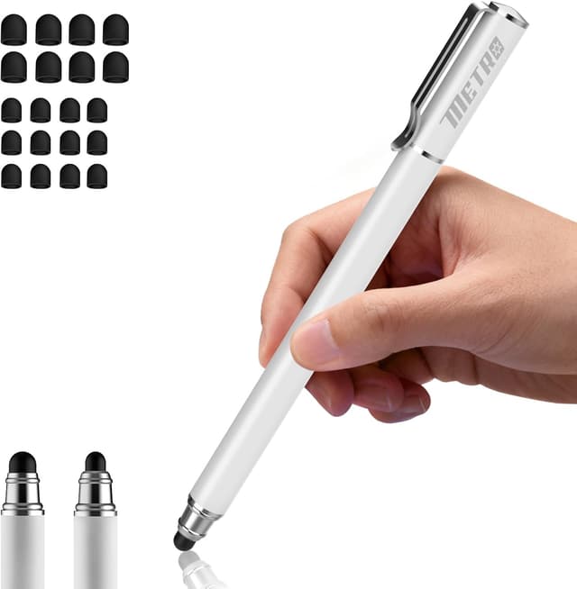 Detalle de Styluslink 2-in-1 Tablet-Stift mit Stiftclip (dicke & dünne Spitze, inkl. Stiftclip) – Eingabestift für Tablets & Smartphones