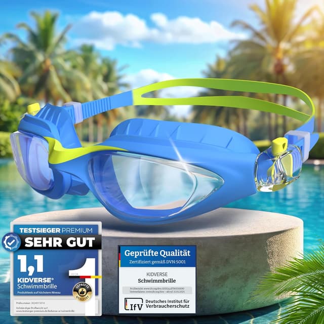 Detalle de KIDVERSE Kinder-Schwimmbrille (ab 3 bis 13 Jahre) mit UV-Schutz & Anti-Beschlag