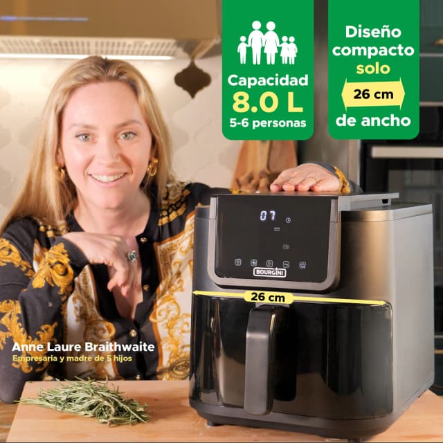 Detalle 2 de Bourgini Health fryer Slim 8 L — freidora sin aceite con cesta cerámica