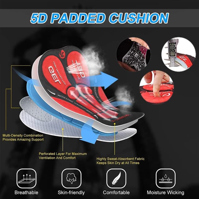 Detalle de X-TIGER Boxer da ciclismo uomo 5D in gel, traspirante e imbottito