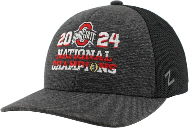 Detalle de Ohio State Buckeyes National Champs 2024 Football Adjustable Snapback Hat (Black) – Officially Licensed