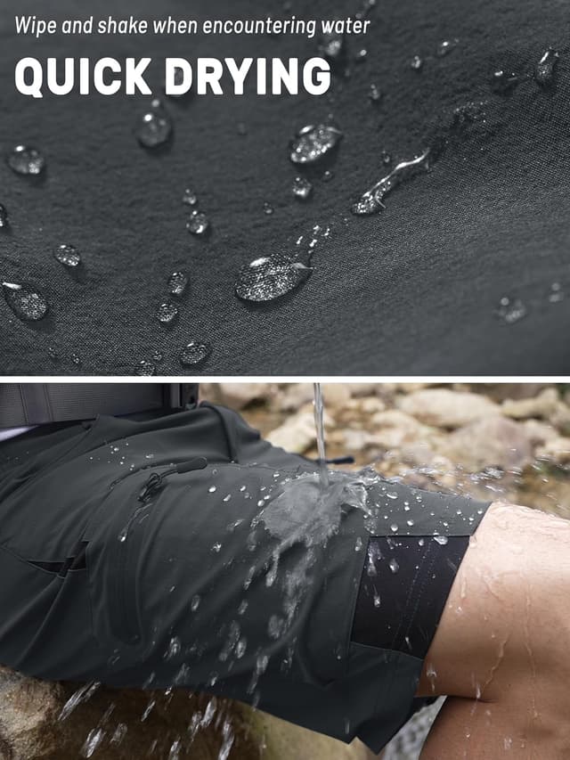 Detalle de TACVASEN Men’s Hiking Cargo Shorts 10" with Zipper Pockets (Quick-Dry Stretch)
