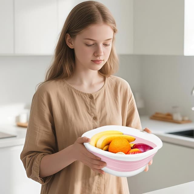 Thumbnail 6 de flintronic 3.5L Collapsible Washing Up Bowl (Pink) – folding silicone-style wash basin for camping and travel