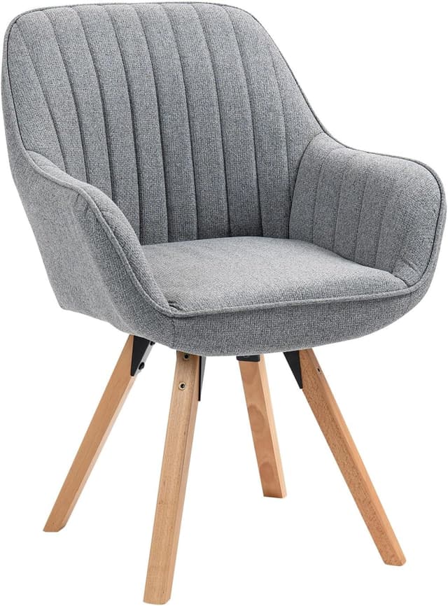 Detalle de MEUBLE COSY sedia girevole a 360° per pranzo e ufficio, imbottita in tessuto con schienale e braccioli (grigio)