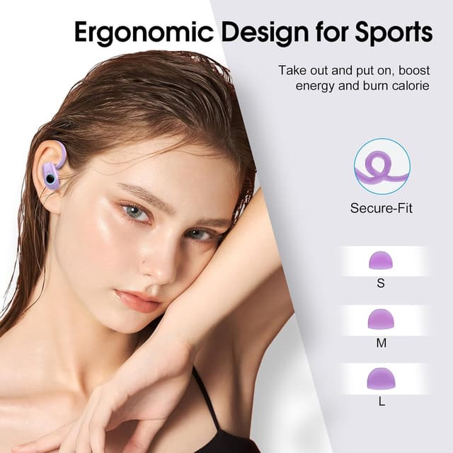 Detalle 2 de Poounur Wireless Earbuds (Bluetooth 5.3) with 4 EN C Noise-Cancelling Mic, 50H Playtime, Purple