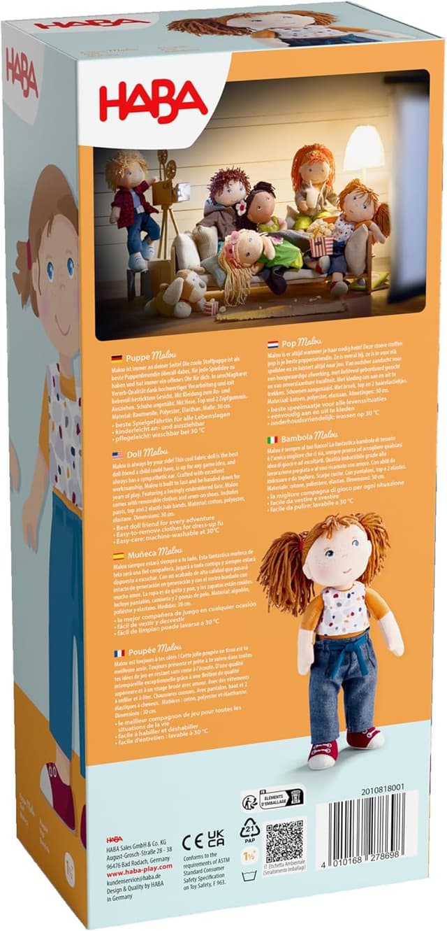 Thumbnail 6 de HABA Puppe Malou (30 cm) – große Stoffpuppe zum Spielen und Kuscheln, ab 1,5 Jahren