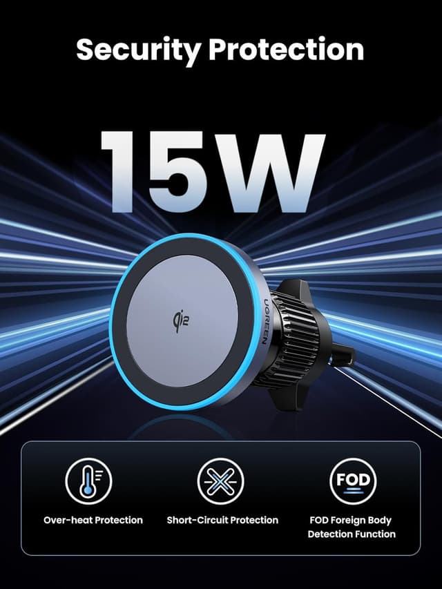 Detalle 2 de UGREEN 15W Wireless Car Mount Charger for iPhone