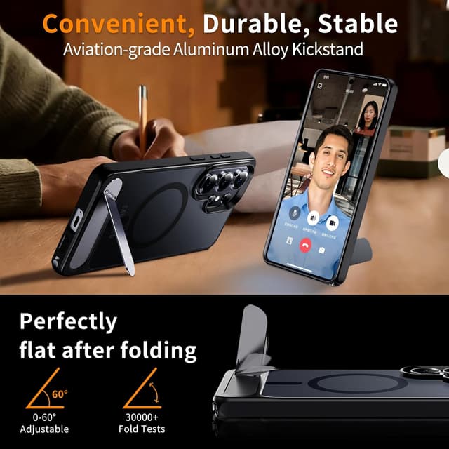 Thumbnail 6 de Hualele Magnetic for Samsung Galaxy S26 Ultra Case with Built-in Metal Kickstand (MagSafe) — Shockproof Slim Cover