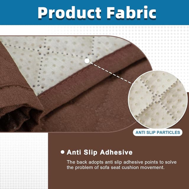 Detalle de Jaotto Copridivano Trapuntato Impermeabile per Divano 3 Posti con Braccioli Marrone