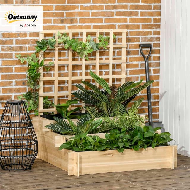 Thumbnail 1 de Outsunny 3 Tier Planters with Trellis