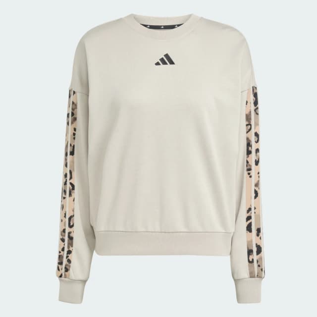 Detalle 2 de adidas Sudadera de felpa Animal Print con 3 bandas en color beige