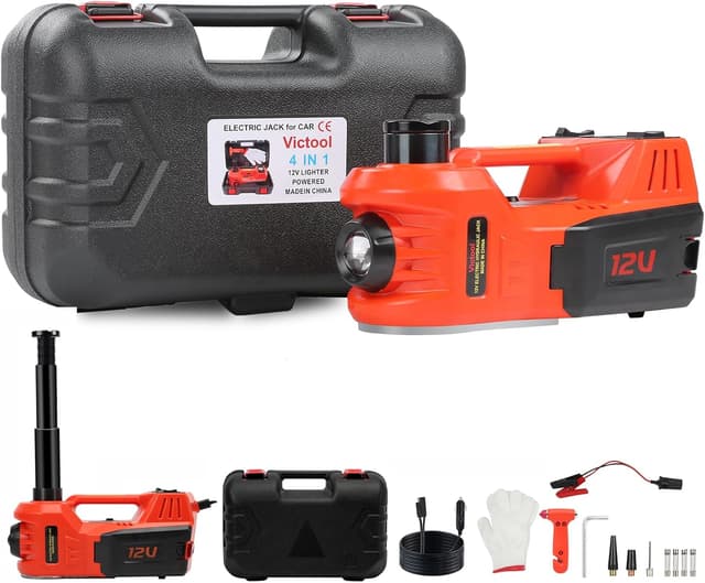 Detalle de Victool Elektrischer hydraulischer Wagenheber 5T (12V) – für SUV, Limousinen & Co., Hub 15–45 cm