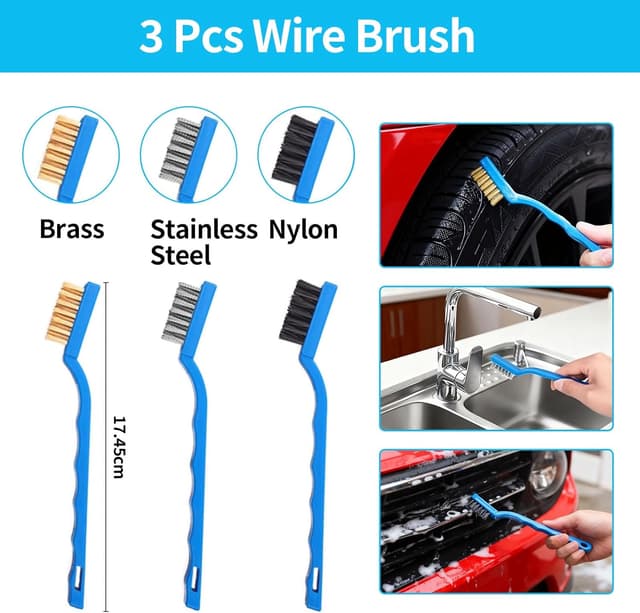 Detalle de 24 PCS Car Cleaning Kit with Drill Brushes – all-round interior, exterior & wheel detailing set