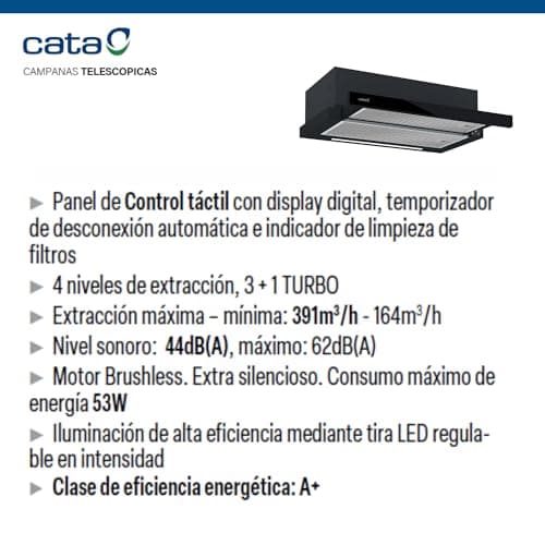 Thumbnail 4 de Cata TFH 6430GBK/B Campana extractora 3+1