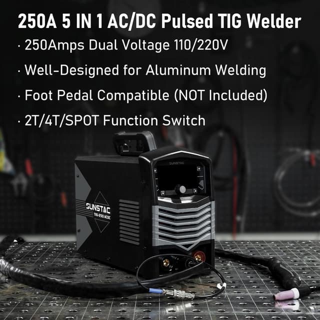 Detalle 2 de Sunstac 250A AC/DC Aluminum TIG Welder with Pulse (110V/220V Dual Voltage)