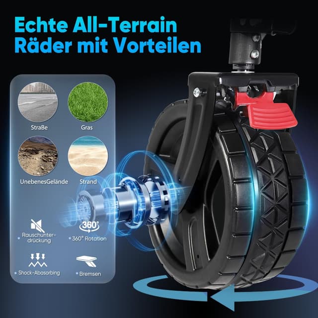 Detalle de Sekey XXL Plus Bollerwagen faltbar mit Bremsen, All-Terrain XXL-Reifen und 200 l Ladevolumen (4011) – Anthrazit