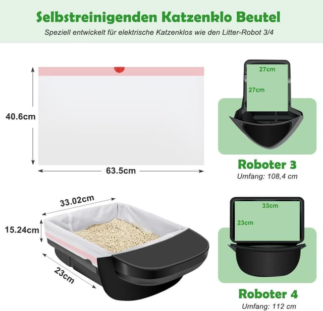 Detalle 2 de SZEE Selbstreinigendes Katzenklo Beutel 120 Stück 63,5x40,6cm