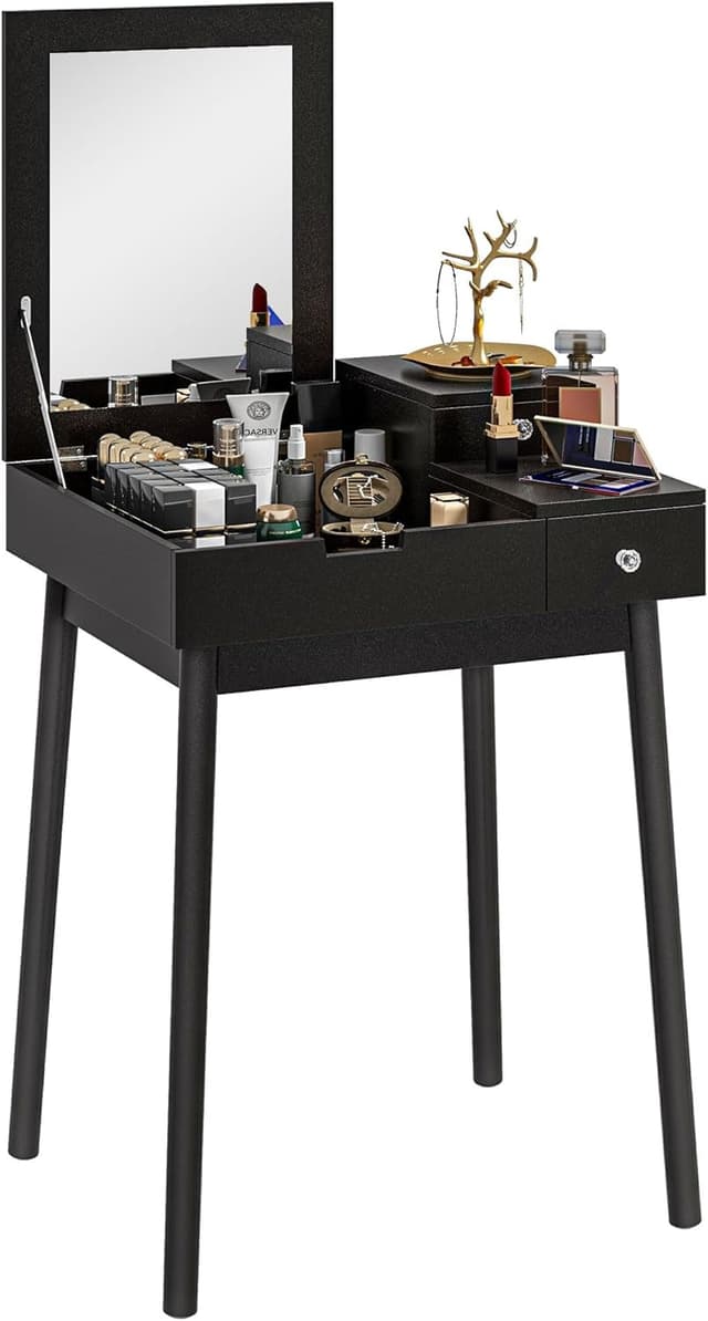 Imagen de HOMCOM Coiffeuse avec Miroir 60x50x85,5 cm Noir en OfertitasTOP