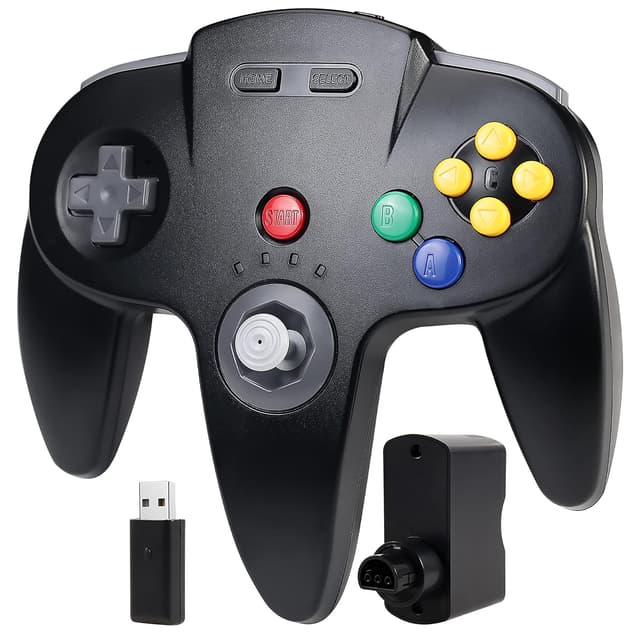 Detalle de miadore Wireless N64 Pro Controller für Switch (1/2) & N64 – 2,4 GHz USB & N64 Empfänger, Plug & Play (schwarz)