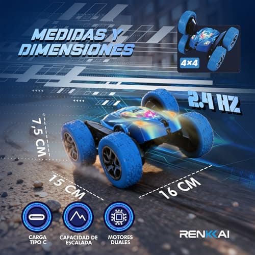 Detalle de RENKKAI Coche Teledirigido para Niños con giros 360º y luces LED (2.4Ghz)