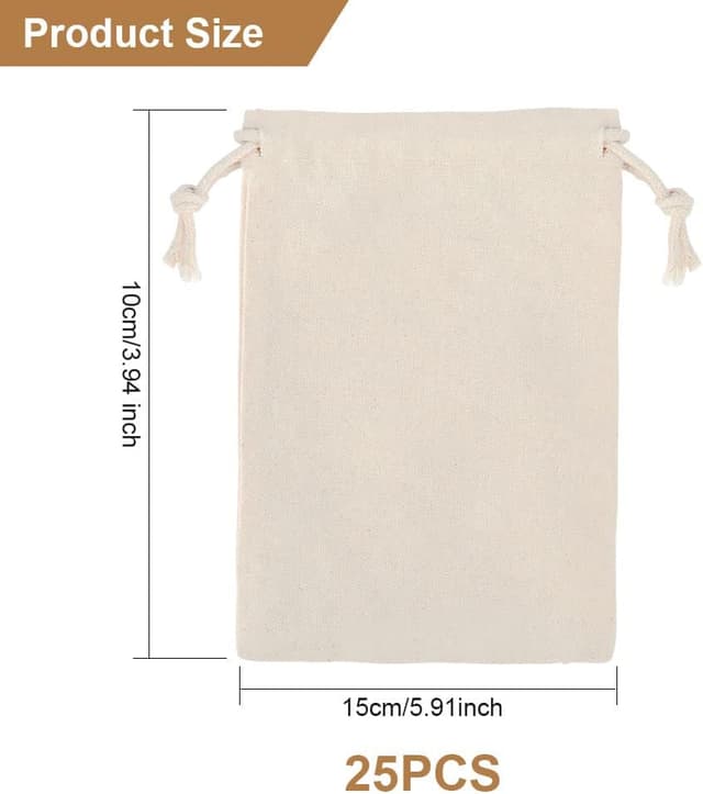 Thumbnail 1 de Aucuu 25pcs Sac en coton réutilisable 10x15cm