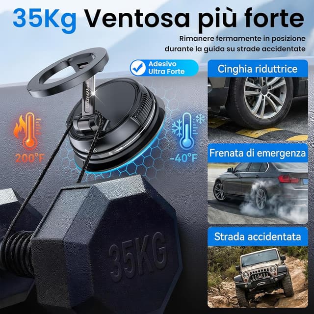 Detalle 1 de GizmoVine Porta cellulare auto magnetico 35 kg