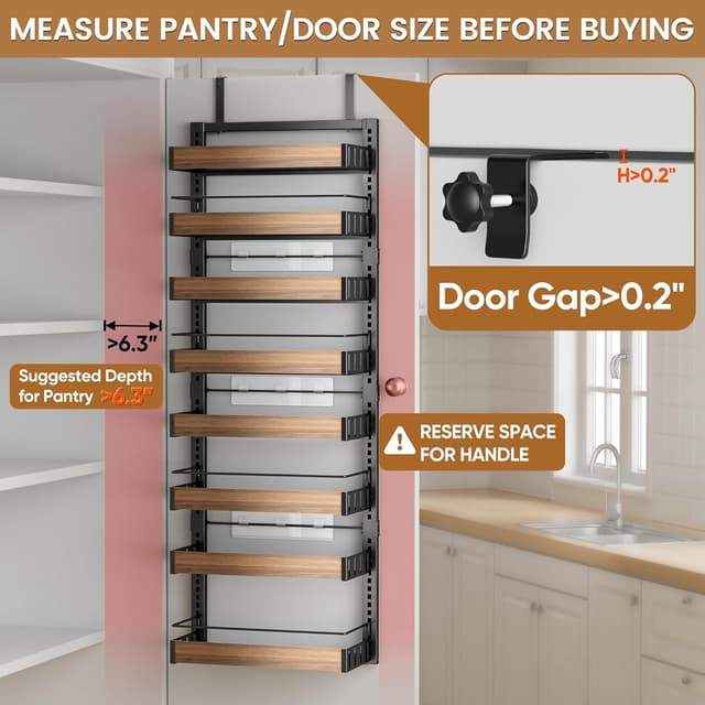 Detalle de POKIPO 8 Tier Over The Door Pantry Organizer (2-in-1 Wall Mount or Hanging Spice Rack Storage)