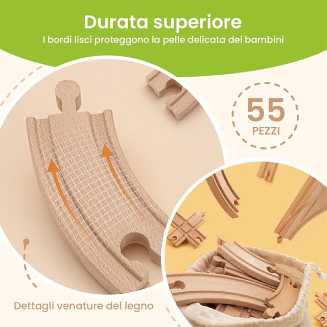 Thumbnail 6 de Tiny Land 55 pezzi set treni 🚂