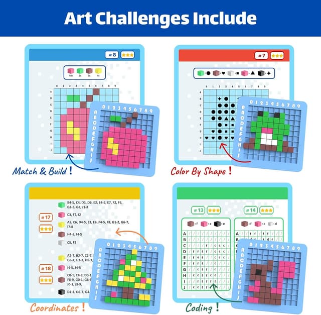 Detalle de STEM Toys Pixel Art Kit for Kids (Ages 5–12) — Brain Teasers STEM Activities Medium