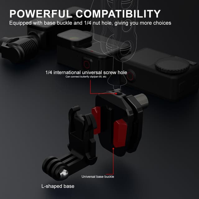 Detalle 2 de HoneTeek Motorcycle Windshield Clip Mount – CNC aluminium action camera holder for GoPro, Insta360 & DJI Osmo Action