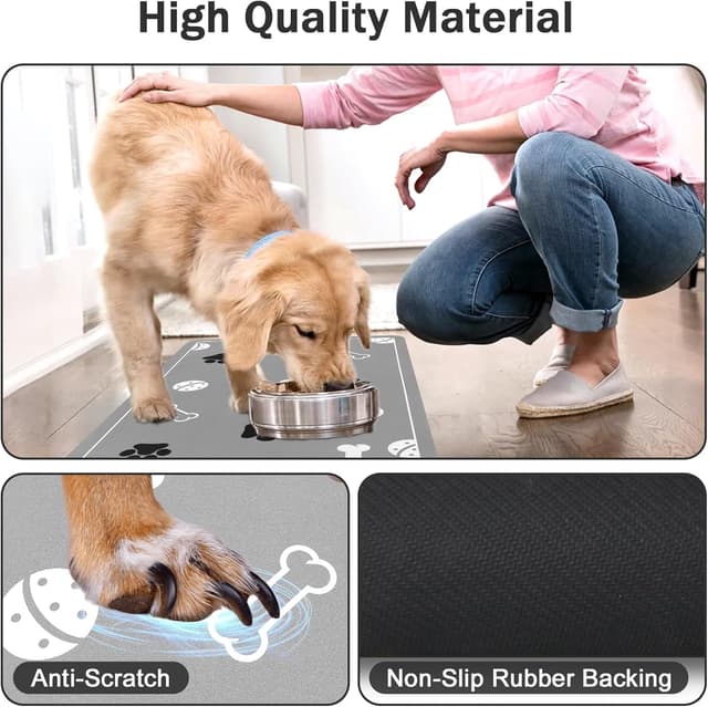 Detalle de Mavicen Dog Food Mat (40 x 60cm) – super absorbent, non-slip waterproof bowl mat