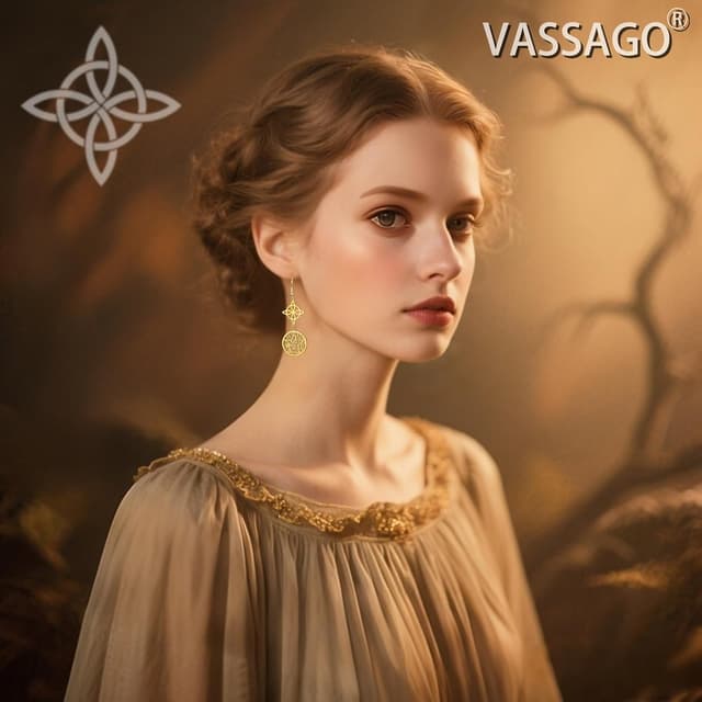 Detalle de Hexenknoten Ohrringe mit Tetragrammaton & Pentagramm Anhängern – keltischer Knoten Schmuck für Frauen