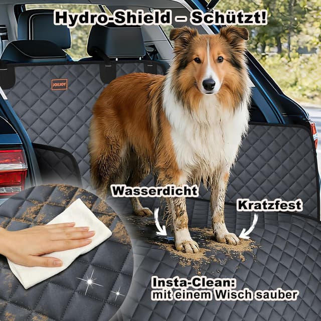 Detalle de JOEJOY Kofferraumschutz für Hund mit Seiten- und Ladeschwellenschutz (Universal) – kratzfest & waschbar