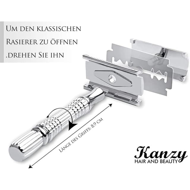 Detalle 2 de KANZY Rasierhobel Safety Razor Set 10 Klingen