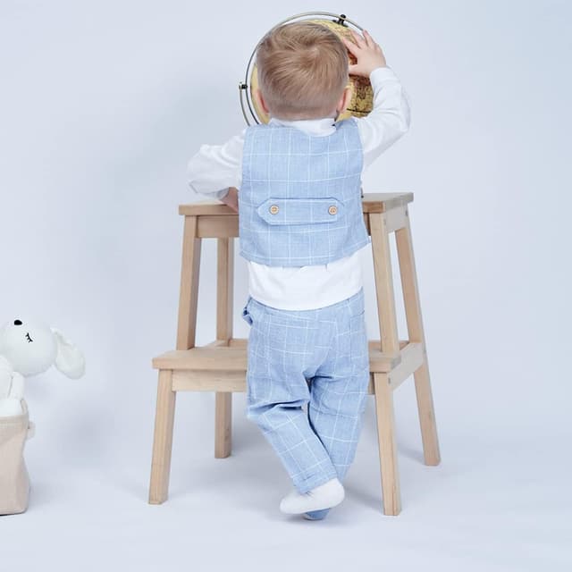Detalle de Famuka Baby Boys Gentleman Suits kids tuxedo clothing set (shirt + waistcoat + trousers)