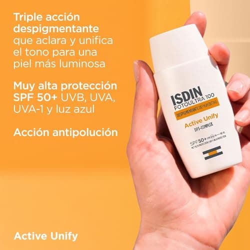 Detalle de ISDIN Fotoultra 100 Active Unify SPF 50+ crema fluida triple acción despigmentante (50 ml)