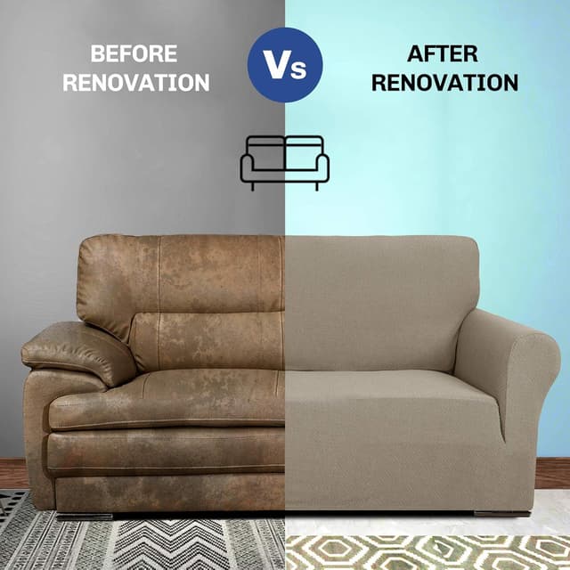 Thumbnail 6 de MAXIJIN Creative Jacquard housse de canapé 3 places super extensible kaki antidérapante (1 pièce)