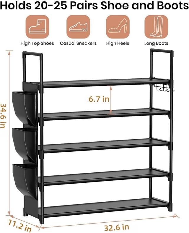 Detalle de YUWHFEI Zapatero de 5 Niveles 20–25 pares