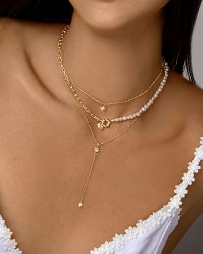 Detalle 2 de SINGULARU Collar Polar Star en plata 925, baño 18K 💍